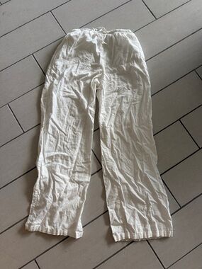 bershka white linen pants